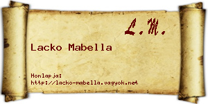 Lacko Mabella névjegykártya